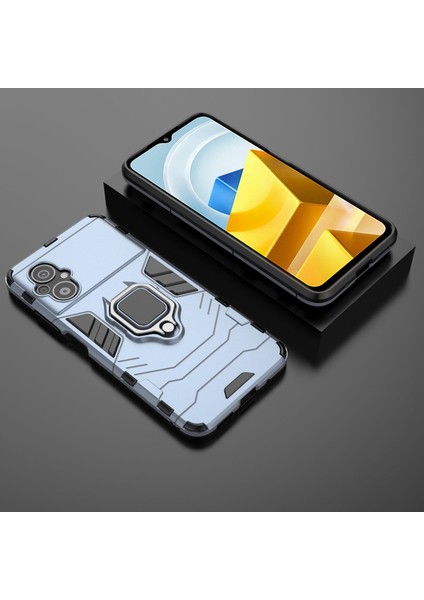 Xiaomi Poco M5 Için 4g Anti-Drop Anti-Drop Telefon Kılıf Halka Tutucu Kickstand Sabit Pc Yumuşak Tpu Akıllı Telefon Kapak-Blue (Yurt Dışından) modelleri