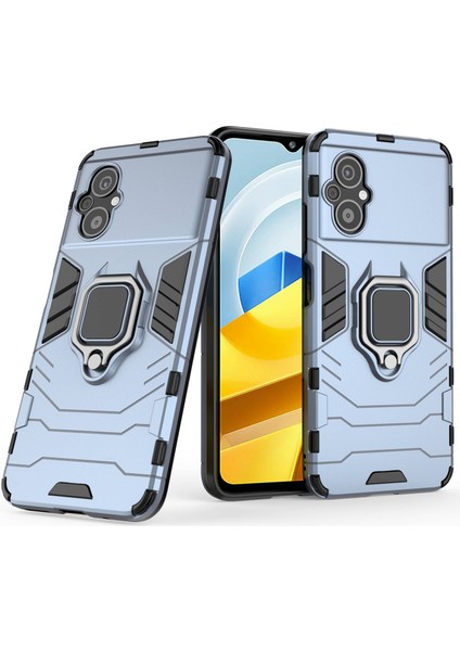 Xiaomi Poco M5 Için 4g Anti-Drop Anti-Drop Telefon Kılıf Halka Tutucu Kickstand Sabit Pc Yumuşak Tpu Akıllı Telefon Kapak-Blue (Yurt Dışından) fırsatları