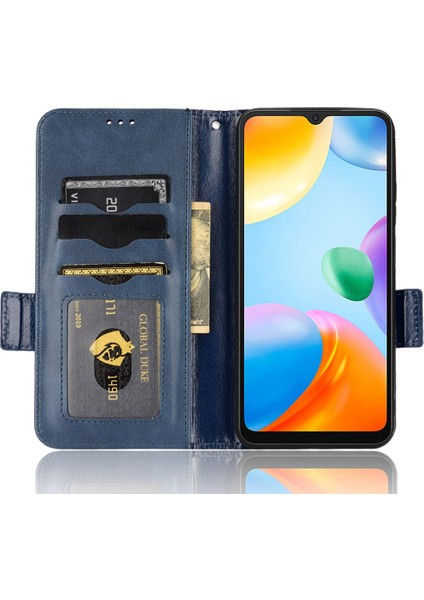 Xiaomi Redmi 10C 4g Için Telefon Kasası, Cüzdan Standı Pu Deri Kapak Üçgen Deseni, Kayış Mavisi ile Basılı Flip Kabuk (Yurt Dışından) fırsatları