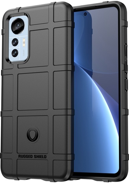 Xiaomi Için 12 Lite 5g Sağlam Kare Grid Slip Donan Dışı Telefon Kılıfı Kalınlaştırılmış Tpu Absorpsiyon Koruyucu Kapak Black (Yurt Dışından)