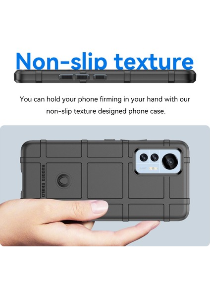Xiaomi Için 12 Lite 5g Sağlam Kare Grid Slip Donan Dışı Telefon Kılıfı Kalınlaştırılmış Tpu Absorpsiyon Koruyucu Kapak Black (Yurt Dışından)