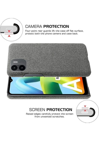 Xiaomi Redmi A1 4g/a2 4g Bez Doku Doku Anti-Damla Telefon Kılıfı Düz ​​renk Sert Pc Koruyucu Kapak-Grey (Yurt Dışından)