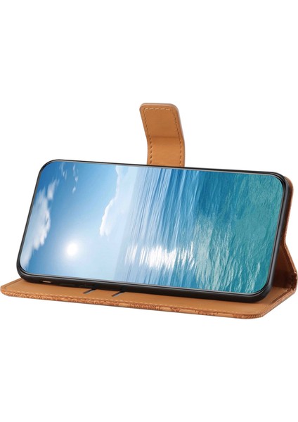 4U Sky Xiaomi Redmi A1 4g/a2 4g Pu Deri Etnik Tarzı Baskılı Çiçek Stand Çizme Brown ile Flip Cüzdan Kapağı (Yurt Dışından)