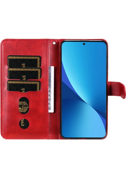 Xiaomi Için 12 Lite 5g Cüzdan Telefon Kılıfı Pu Deri Fermuar Cep Flip Stand Tasarım Anti-Çizelge Manyetik Kapatma Telefon Kapak-Kırmızı (Yurt Dışından)