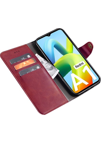 Xiaomi Için Cep Telefonu Kapağı 12T 5g/redmi K50 Ultra 5g Altın Düğme ile Anti-Drop Telefon Kılıfı Ince Doku Doku Pu Deri Cüzdan Stand-Red (Yurt Dışından) modelleri