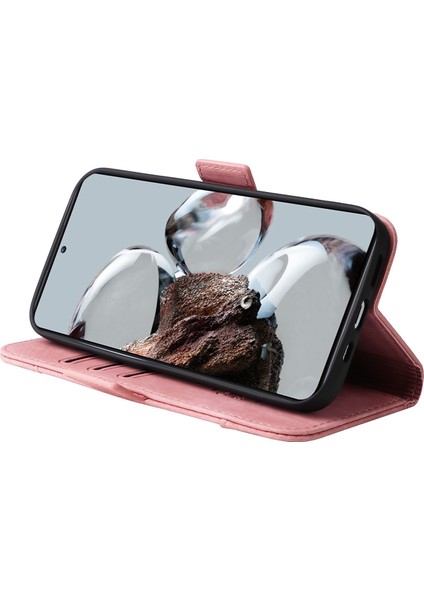 Xiaomi 12T 5G/12T Pro 5g/redmi K50 Ultra 5g Baskılı Dikiş Hattı Stand Pu Deri Manyetik Kelasp Cüzdan Cüzdan Telefon Kapak Pembe (Yurt Dışından)