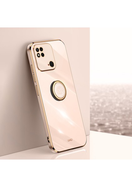 Xiaomi Redmi Için Xinli 10C 4g Telefon Kılıfı Elektrokaplatma Altın Kenar Yüzük Tutucu Kickstand Tpu Telefon Kapak Pembe (Yurt Dışından) indirimleri