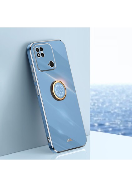 Xiaomi Redmi Için Xinli 10C 4g Telefon Kılıfı Elektrokaplama Altın Kenar Yüzük Tutucu Kickstand Tpu Telefon Kapak-Blue (Yurt Dışından) indirimleri