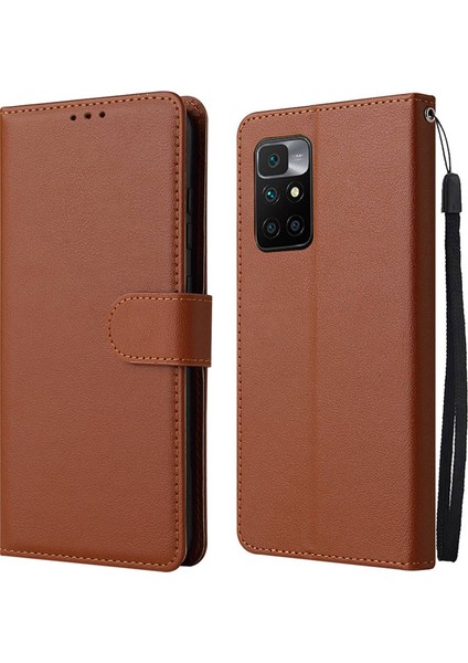 Xiaomi Için Stand Kapağı Redmi 10 5g/redmi 10 Prime+ 5g/redmi Not 11E 5g, Folio Flip Pu Deri Cüzdan Cep Telefonu Kılıf-Brown (Yurt Dışından)