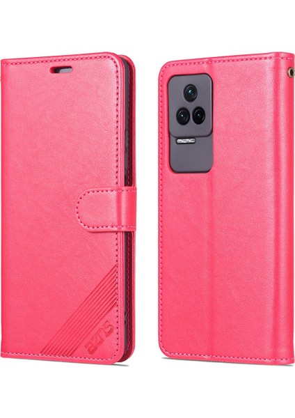 Xiaomi Için Redmi K50 PRO/K50 Cüzdan Telefon Kılıfı Dokulu Pu Deri Folyo Flip Kitap Kapağı Tpu Şok Geçirmez Stand Kasa-Kırmızı (Yurt Dışından)