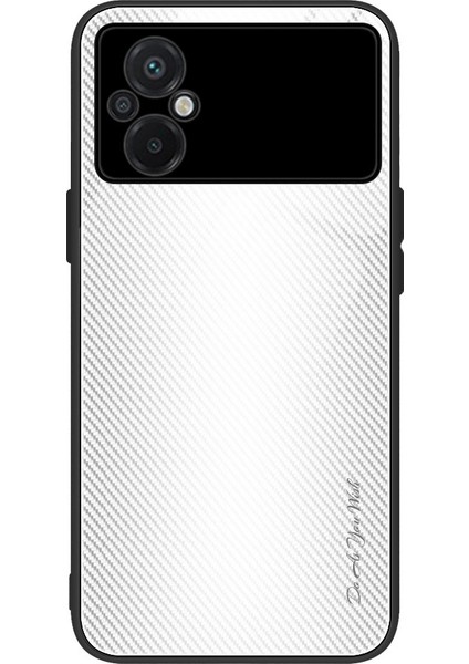 Xiaomi Poco M5 Için 4g Temperli Cam+Tpu Karbon Fiber Doku Telefon Kılıfı Koruyucu Arka Kapak-Beyaz (Yurt Dışından)