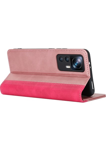 Xiaomi 12T 5G/12T Pro 5g/redmi K50 Ultra Pu Deri Telefon Kılıfı Stand Iki Renk Ekleme Cüzdan Kapak Golü Altın+Gül (Yurt Dışından) modelleri