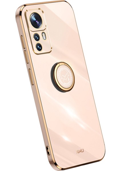 Xiaomi Için Xinli 12T Pro 5g Elektrapılaşma Cep Telefonu Kapak Yüzük Tutucu Kickstand Tpu Telefon Vaka-Pembe (Yurt Dışından)