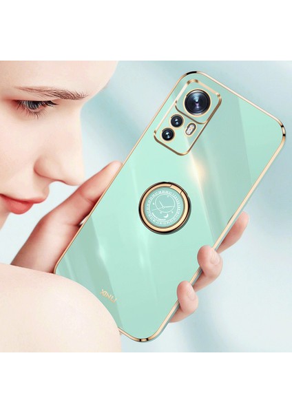 Xiaomi Için Xinli 12T Pro 5g Elektrapılaşma Cep Telefonu Kapak Yüzük Tutucu Kickstand Tpu Telefon Vaka-Pembe (Yurt Dışından)