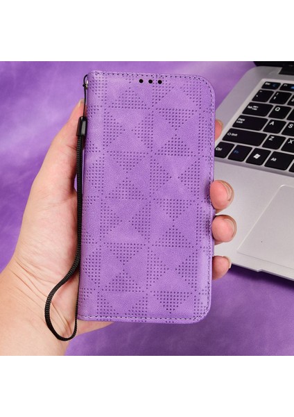 Xiaomi Redmi 10C 4g Için Telefon Kasası, Cüzdan Stand Pu Deri Kapak Üçgen Deseni Strap-Purple ile Baskılı Flip Shell (Yurt Dışından) fiyatları