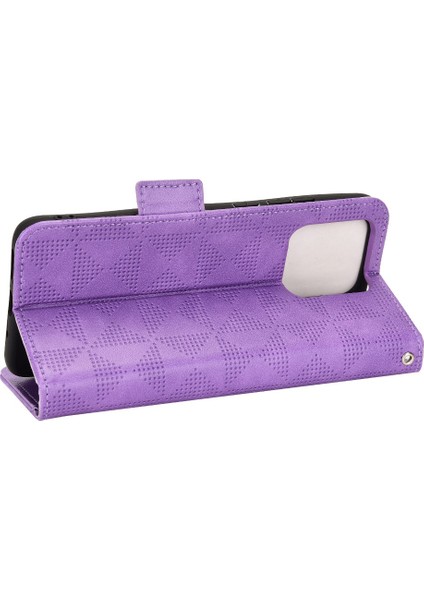 Xiaomi Redmi 10C 4g Için Telefon Kasası, Cüzdan Stand Pu Deri Kapak Üçgen Deseni Strap-Purple ile Baskılı Flip Shell (Yurt Dışından) fırsatları