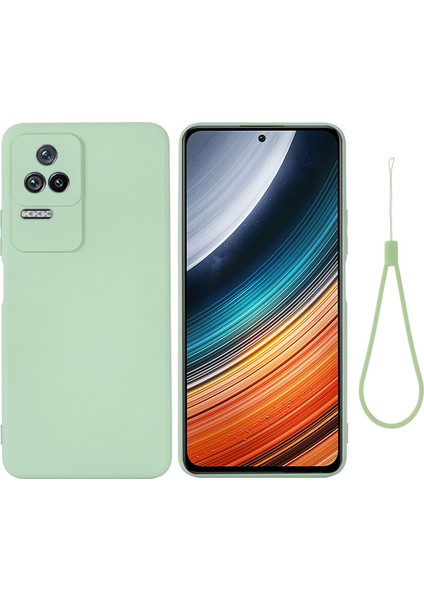 4U Sky Xiaomi Için Poco F4 5g/redmi K40S 5g Sıralamaya Dayanıklı Ipeksi-Yumuşak Sıvı Silikon Telefon Kasası, Kayış Yeşili ile (Yurt Dışından)