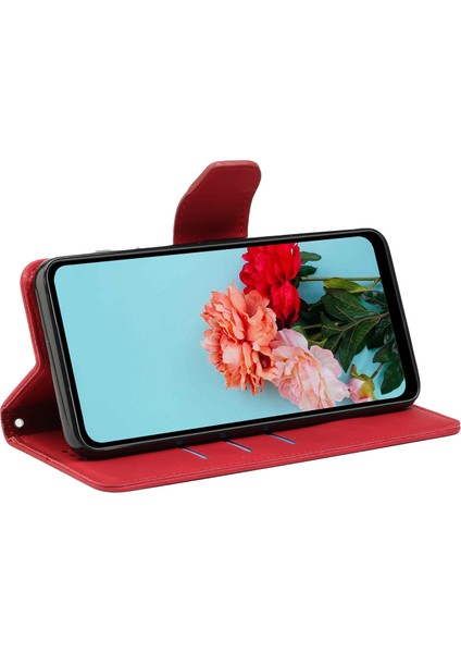 Xiaomi Için Redmi A1 4g/a2 4g Şok Geçirmez Düz Renkli Pu Deri Manyetik Telefon Kılıfı Stand Flip Cüzdan Kapağı Strap-Red ile (Yurt Dışından)