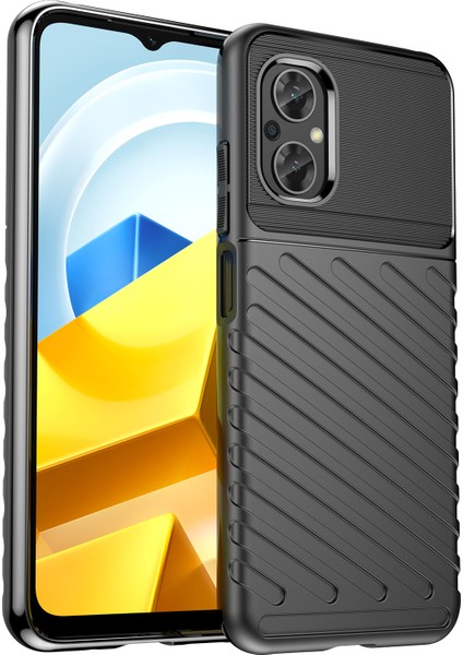 Xiaomi Poco M5 Için 4g Thunder Serisi Kalınlaştırılmış Tpu Damla Geçirmez Telefon Kılıfı Twill Doku Slip Anti-Slip Koruyucu Kapak Black (Yurt Dışından)