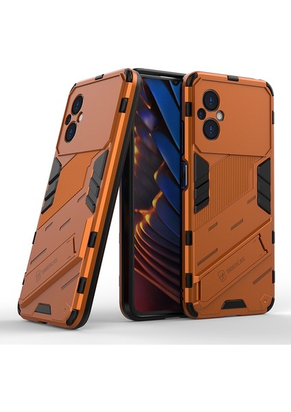 Xiaomi Poco M4 Için 5g Şok Geçirmez Kickstand Case Hibrid Hard Pc Yumuşak Tpu Koruyucu Telefon Kapak-Orange (Yurt Dışından)