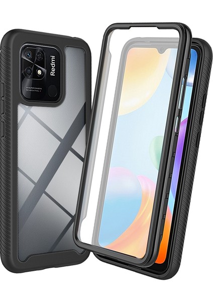 Xiaomi Redmi 10C Için Pc+Tpu Hibrit Kılıf, Pet Ekran Koruyucu-Black ile Giyim Dayanıklı 3'ü Dirençli 3'ü Cep Telefon Kabuğu Tam Kaplama (Yurt Dışından)