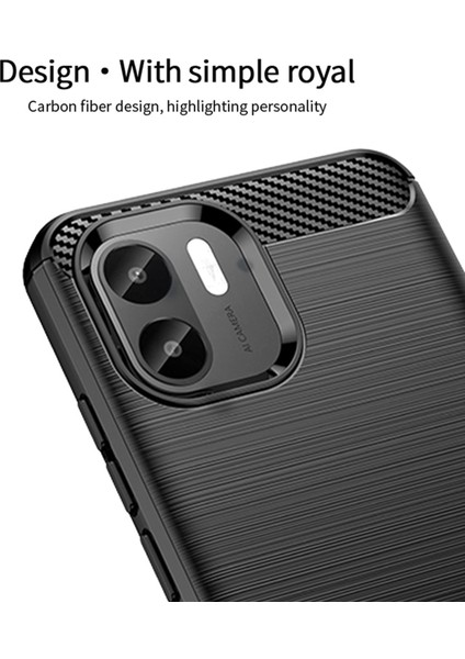 Xiaomi Için Redmi A1 4g/a2 4g Çizeltilmiş Fırçalanmış Yüzey Telefon Kılıfı Karbon Fiber Doku Yumuşak Tpu Arka Kapak Kırmızısı (Yurt Dışından)