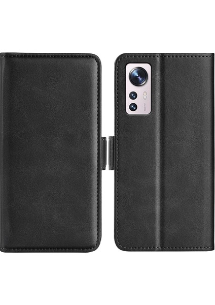 Xiaomi Için 12 Lite Cüzdan Stand Fonksiyonu Slip Slip Grip Dokulu Kılıf Pu Deri Manyetik Cep Telefonu Protector-Black (Yurt Dışından)