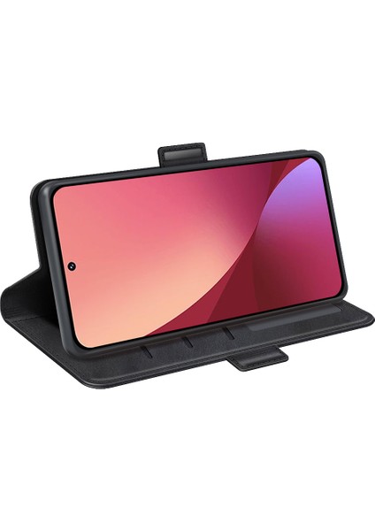 Xiaomi Için 12 Lite Cüzdan Stand Fonksiyonu Slip Slip Grip Dokulu Kılıf Pu Deri Manyetik Cep Telefonu Protector-Black (Yurt Dışından) fırsatları