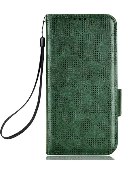Xiaomi Redmi 10C 4g Için Telefon Kasası, Cüzdan Stand Pu Deri Kapak Üçgen Deseni Strap-Yeşil ile Baskılı Flip Shell (Yurt Dışından) modelleri