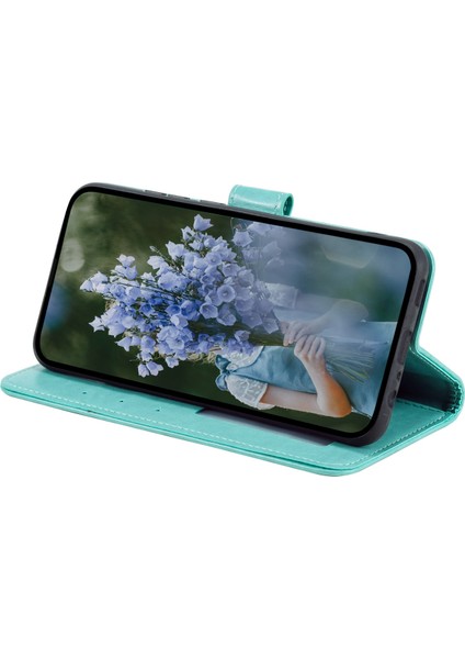 Xiaomi Için Redmi 10A Pu Deri Cüzdan Telefon Kapağı Standı Mandala Çiçek Deseni Strap-Yeşil ile Baskılı Telefon Kılıfı (Yurt Dışından)