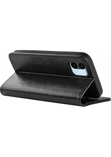 Xiaomi Için Pu Deri Telefon Kapağı Redmi A1 4g/a2 4g, Çılgın At Dokusu Flip Stand Cüzdan Tam Koruma Kılıfı Black (Yurt Dışından) fırsatları