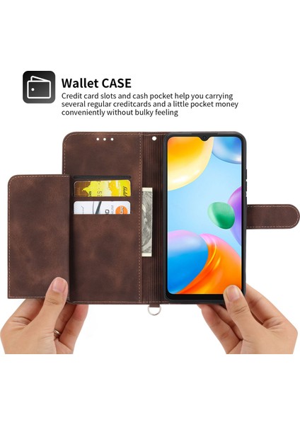 Xiaomi Redmi 10C 4g Anti-Fall Anti-Fone Kılıfı Baskılı Çiçekler Pu Deri Deri Touch Stand Flip Cüzdan Kapağı Bilek Kayışı ve Omuz Kayış-Kahverengi (Yurt Dışından) indirimleri