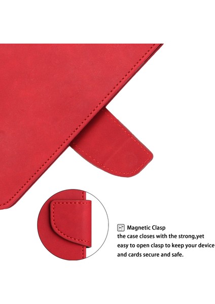 Xiaomi Için Redmi A1 4g/a2 4g Şok Geçirmez Düz Renkli Pu Deri Manyetik Telefon Kılıfı Stand Flip Cüzdan Kapağı Strap-Red ile (Yurt Dışından)
