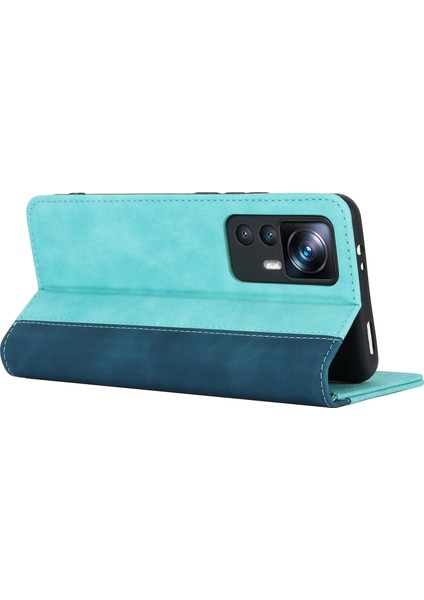 Xiaomi 12T 5G/12T Pro 5g/redmi K50 Ultra Pu Deri Telefon Kılıfı Stand Iki Renk Ekleme Cüzdan Kapak Işık Mavi+Koyu Mavi (Yurt Dışından) modelleri