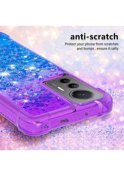 Xiaomi Için Yb Quicksand 12 Lite 5g Yumuşak Tpu Arka Kapak Anti-Damla Gradyan ve Akan Sıvı Dekor Kabuk-Mor/gök Mavisi (Yurt Dışından) modelleri