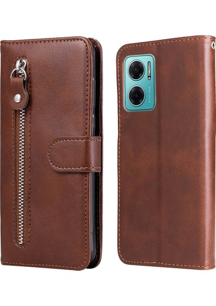 Xiaomi Için Redmi Xiaomi Için Redmi Not 11E 5g/redmi 10 5g/redmi 10 Prime+ 5g Fermuarlı Cep Külten Pu Deri Telefon Kabuğu Folio Flip Cüzdan+ Stand Telefon Kılıfı Aksesuar-Brown (Yurt Dışından)