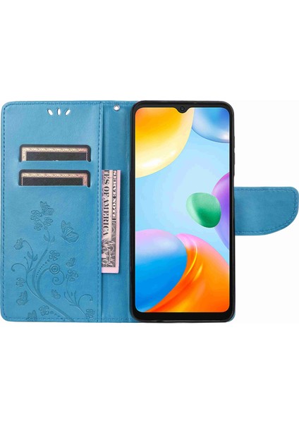 Xiaomi Redmi Için 10C Kelebek Çiçeği Baskılı Folio Flip Pu Deri Kılıf Stand Cüzdan Kapak Mavisi (Yurt Dışından) fiyatları