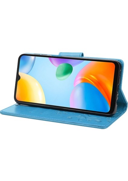 Xiaomi Redmi Için 10C Kelebek Çiçeği Baskılı Folio Flip Pu Deri Kılıf Stand Cüzdan Kapak Mavisi (Yurt Dışından) modelleri