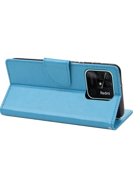 Xiaomi Redmi Için 10C Kelebek Çiçeği Baskılı Folio Flip Pu Deri Kılıf Stand Cüzdan Kapak Mavisi (Yurt Dışından) fırsatları