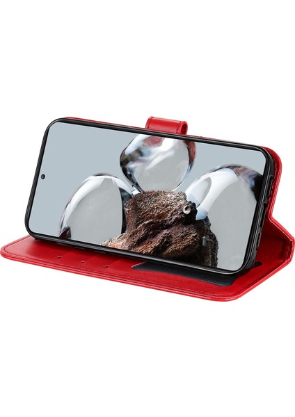 Xiaomi 12T 5g/redmi K50 Ultra 5G/12T Pro 5g Stand Cüzdan Pu Deri Kılıf Çiçeği Baskı Anti Kıvlatıcı Telefon Kapağı Kayış Kırmızısı (Yurt Dışından) modelleri