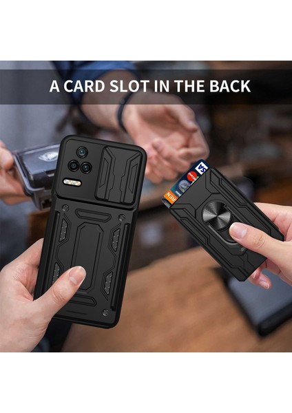 Xiaomi Redmi K40S Için 5g/poco F4 5g Kart Tutucu Halk Kickstand Telefon Kasa Kamera Kapağı Pc+Tpu Hibrid Kabuk Black (Yurt Dışından) fırsatları