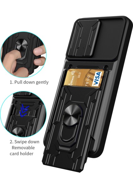 Xiaomi Redmi K40S Için 5g/poco F4 5g Kart Tutucu Halk Kickstand Telefon Kasa Kamera Kapağı Pc+Tpu Hibrid Kabuk Black (Yurt Dışından) indirimleri