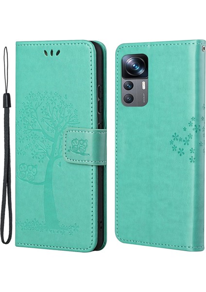 Xiaomi 12T 5g/redmi K50 Ultra 5G/12T Pro 5g Pu Deri Deri Baskılı Baykuş Ağacı Desen Kılıf Anti-Çizelge Cüzdan Stand Manyetik Toka Kapak-Orman (Yurt Dışından)