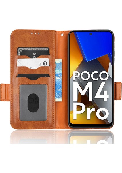 Pu Deri Basılı Üçgen Desen Kılıfı Xiaomi Poco M4 Pro 4g, Cüzdan Stand Fonksiyon Manyetik Toka Telefon Kapak Kahverengi (Yurt Dışından) fiyatları