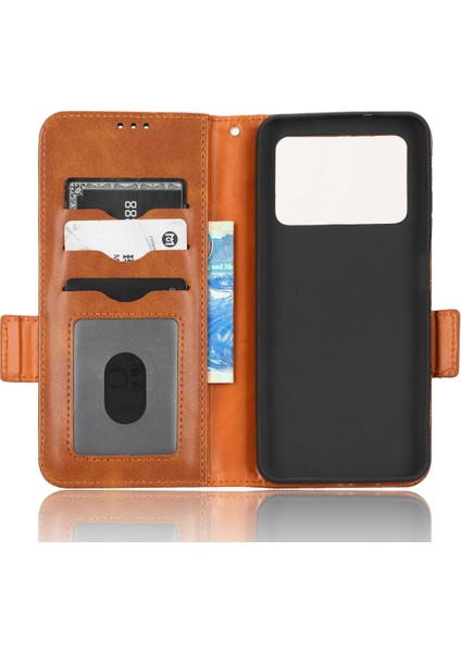 Pu Deri Basılı Üçgen Desen Kılıfı Xiaomi Poco M4 Pro 4g, Cüzdan Stand Fonksiyon Manyetik Toka Telefon Kapak Kahverengi (Yurt Dışından) fırsatları