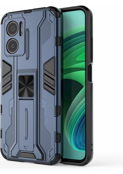 Xiaomi Için Redmi Note 11E 5g/redmi 10 5g/10 Prime+ 5g Telefon Kılıf Kickstand Hibrid Hard Pc Yumuşak Tpu Şok Emilim Kapak-Mavi (Yurt Dışından)