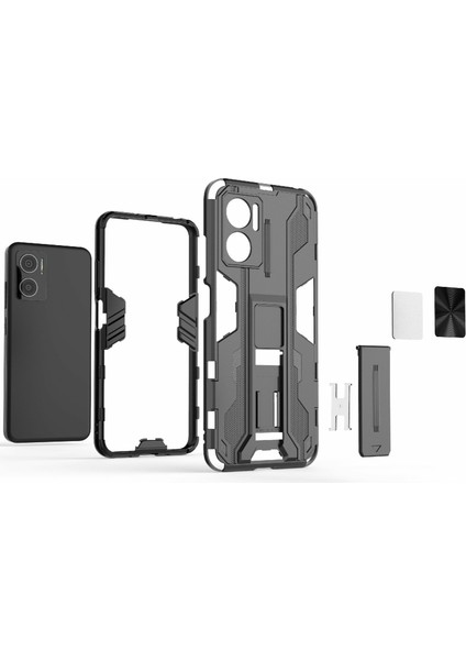 Xiaomi Için Redmi Note 11E 5g/redmi 10 5g/10 Prime+ 5g Telefon Kılıf Kickstand Hibrid Hard Pc Yumuşak Tpu Şok Emilim Kapak-Mavi (Yurt Dışından)
