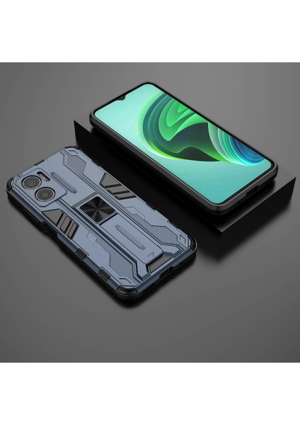 Xiaomi Için Redmi Note 11E 5g/redmi 10 5g/10 Prime+ 5g Telefon Kılıf Kickstand Hibrid Hard Pc Yumuşak Tpu Şok Emilim Kapak-Mavi (Yurt Dışından)