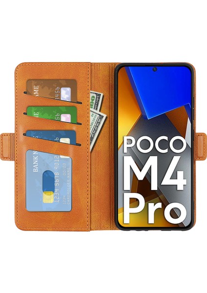 Xiaomi Için Poco M4 Pro 4g Dokulu Pu Deri Telefon Kılıf Stand Cüzdan Manyetik Toka Kabuk-Sarı (Yurt Dışından) fırsatları