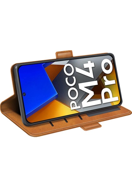 Xiaomi Için Poco M4 Pro 4g Dokulu Pu Deri Telefon Kılıf Stand Cüzdan Manyetik Toka Kabuk-Sarı (Yurt Dışından) indirimleri